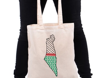 Palestine Keffiyeh map tote bag