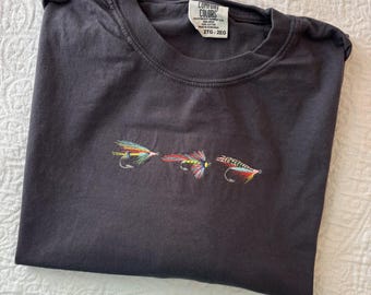 Embroidered Fly Fishing Comfort Colors T-Shirt