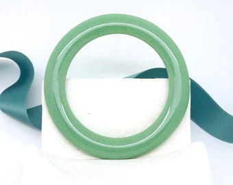 Handcrafted Celadon Green Glass Bangle Bracelet: Modern Cast Jewelry-Best Seller