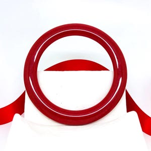 Handmade Rich Red Fused Glass Bangle Bracelet: Size 8 1/8-Best Seller