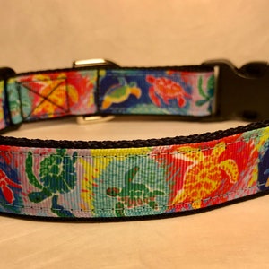 Sea Turtle's Dog Collar Green and Pink Dog Collar in A 