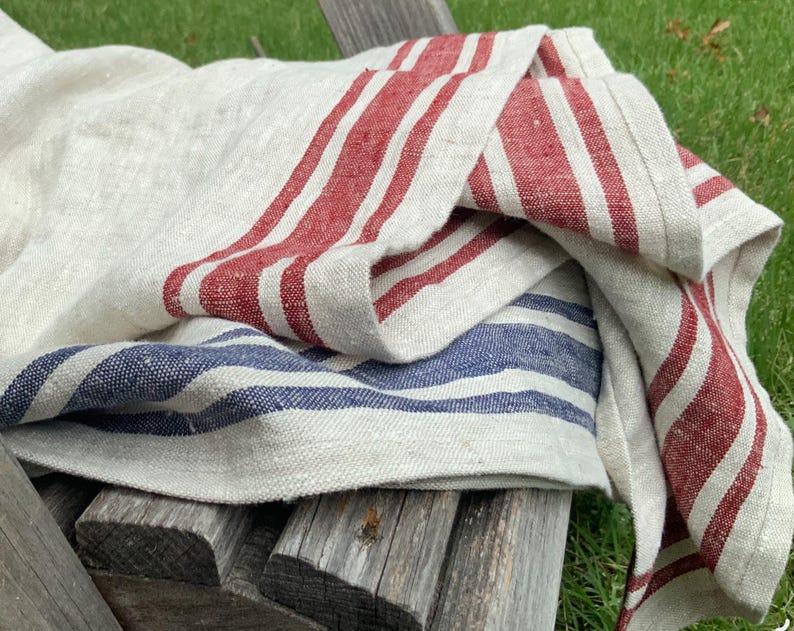 Rustic French Linen Towels: Striped Kitchen, Bath & Hand Towels image 4