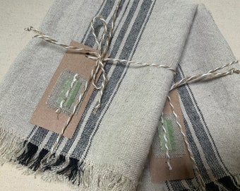 Natural Linen tea towel, heavyweight  100% European linen. Vintage French design. Organic linen, eco friendly