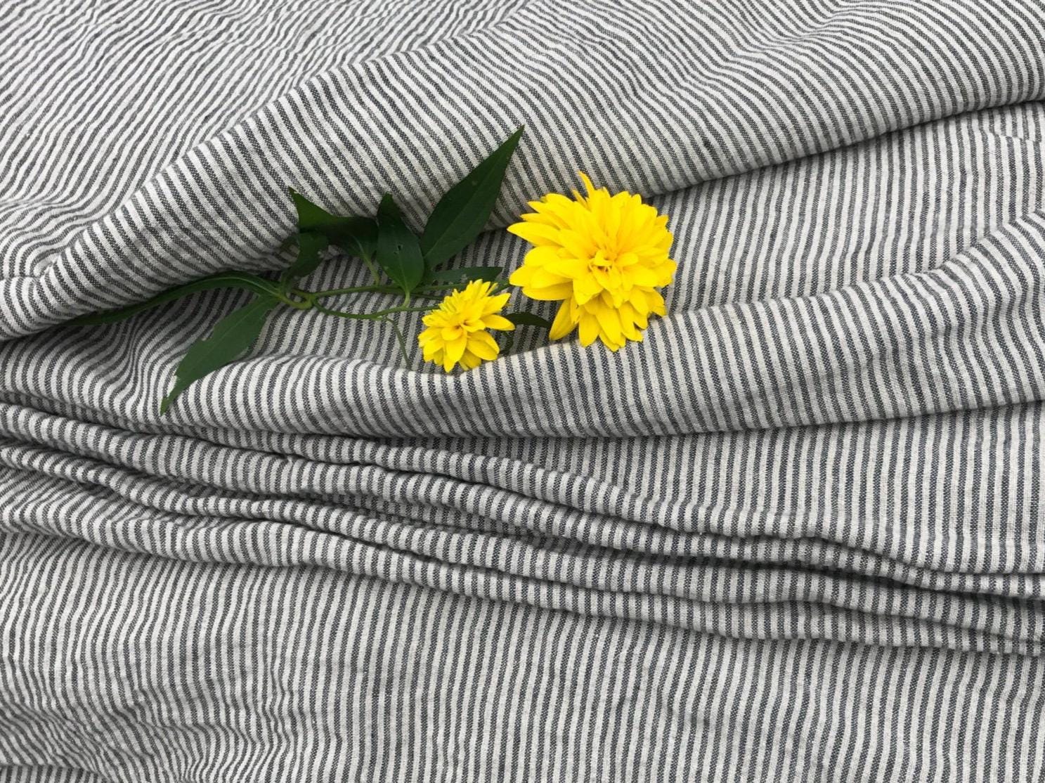 Striped Linen duvet cover, pillowcases, Natural Belgian linen. King duvet, Queen duvet, Full duvet, Twin duvet, Handmade by LinenStudioRG.