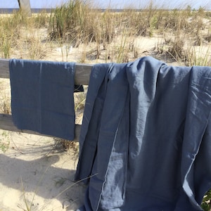 Navy Belgian Linen Duvet Cover Set: Stonewashed Linen Bedding