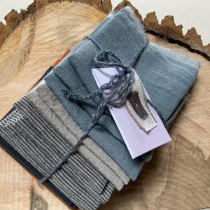 100% European linen remnants, 14 pcs 7x7”, small fabrics scraps bundle bild 2