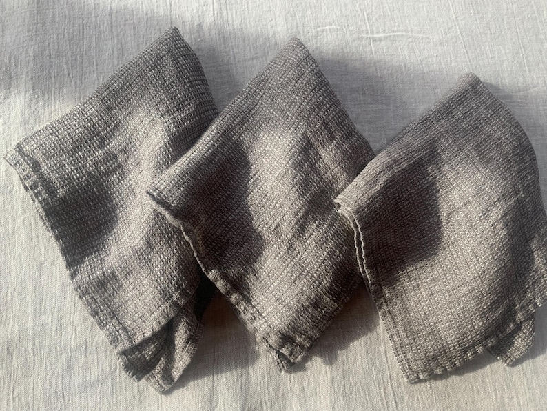 OFERTA Toalla de mano 100% lino puro con textura de gofre, 38 x 38 cm, productos naturales y orgánicos para baño y spa. Taupe