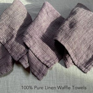 OFERTA Toalla de mano 100% lino puro con textura de gofre, 38 x 38 cm, productos naturales y orgánicos para baño y spa. Purple natural