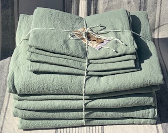 Sage Linen Split King Sheet Set: 100% Belgian Flax, many colors available