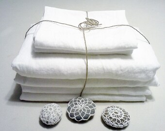 White Linen Duvet set,  King size, Queen, Full, 100% pure stonewashed linen bedding: airy, soft, durable european linen