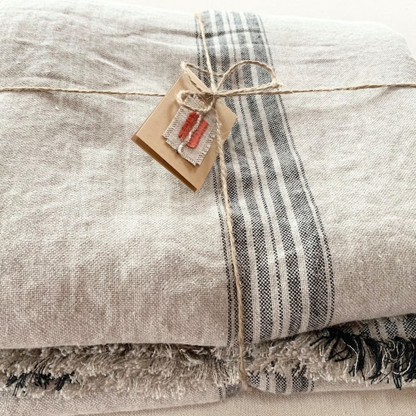 Linen blanket/ bedspread/ matching pillow shams. French Provence style, King 100x100", 100x110”, 118x100, 100x96", organic heavyweight linen