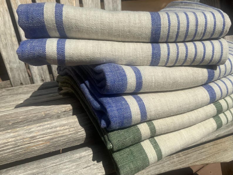 Rustic French Linen Towels: Striped Kitchen, Bath & Hand Towels image 13