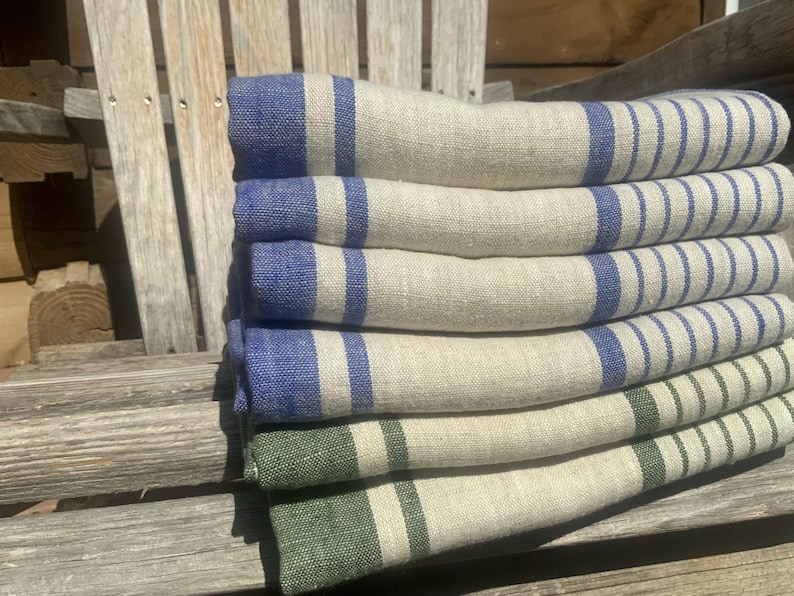 Rustic French Linen Towels: Striped Kitchen, Bath & Hand Towels image 14
