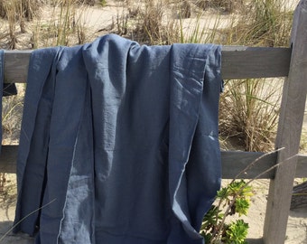 Navy Belgian Linen Duvet Cover: Stonewashed Country Charm