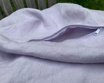 Lilac Belgian Linen Wedge Pillow Cover: Soft Washable 205 gsm