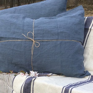 Blue Gray linen pillow sham,  Pure Belgian linen. King duvet, Queen, Handmade by LinenStudioRG.