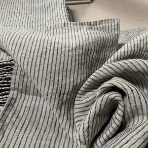 Large Linen Napkins 19x19&quot;: European Flax, Natural Pinstripe, Set of 4/6
