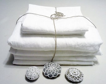 White Linen Sheet Set: 100% Washed Belgian Flax, Eco Certified