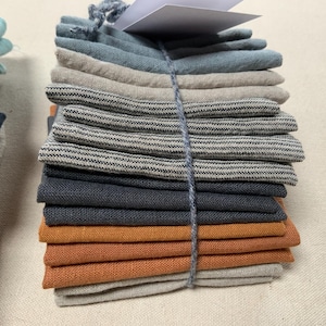 100% European linen remnants, 14 pcs 7x7”, small fabrics scraps bundle bild 3