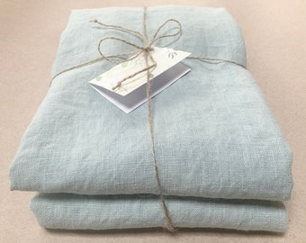 Heavyweight Linen Wedge Pillow Cover: Duck Egg Blue, White, Grey - Washable cover