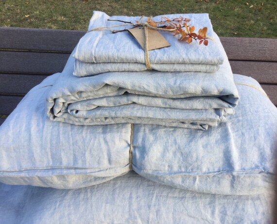 Grayish Blue Linen Duvet Cover 92x96 106x96 Also Etsy