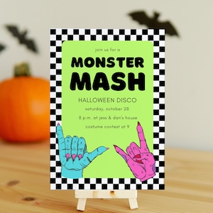 Monster Mash Halloween Disco Invitation, 5" x 7" Instant Download Canva Template, Add Your Own Details, Fully Customizable