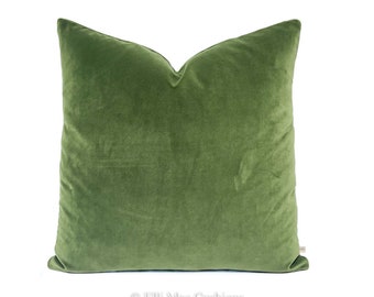Green velvet pillows | Etsy Olive Green Velvet Pillow With Tassels