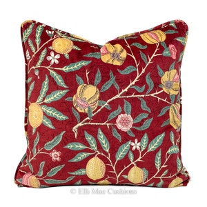 William Morris Luxury Designer Fruit Red Velvet Vintage Poduszka Poszewka na Poduszkę