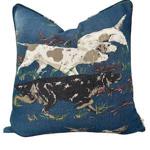 Schumacher Luxury Designer Pointers Blue Cushion Pillow Cover