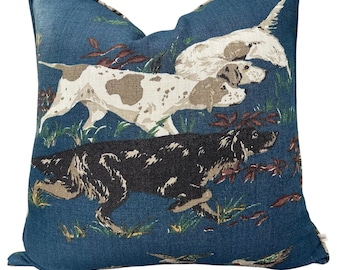 Schumacher Luxury Designer Pointers Blue Cushion Pillow Cover