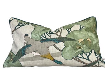 Mulberry Flying Ducks Emerald Green Luxury Cushion Pillow Cover