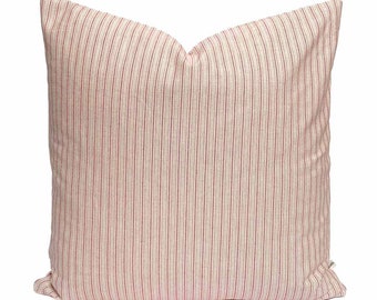 Luxury Designer Pink Beige Cream French Ticking Stripe Cushion Pillow Cover