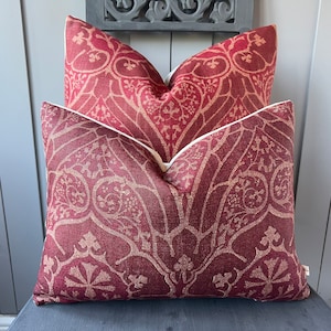 William Morris Voysey Luxury Designer Vintage Red Burgundy Cushion Pillow Throw Cover