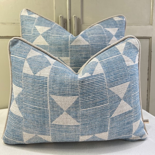 Cuscini Made In Fermoie Flag Cuscino decorativo in lino blu neutro Copricuscino