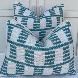 Cushions Made In Fermoie Cove Linen Luxury Designer Decorative Teal Neutral Cushion Pillow Throw Cover