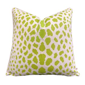 Luxury Designer Quadrille Cheetah Green Fabric Cushion Pillow Throw Cover