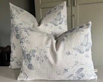Cabbages and Roses Constance Designer Linen French Blue Vintage Shabby Chic Cushion Cover