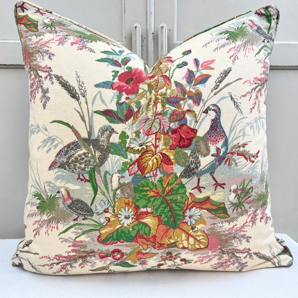 Schumacher Quail Meadow Summer Traditional Luxury Designer Cushion Sofa Throw Pillow Cover