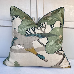 Mulberry Flying Ducks Emerald Green Luxury Cushion Pillow Cover