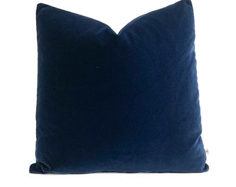 Luxury Designer Designers Guild Plain Blue Velvet Cushion Pillow Throw Cover