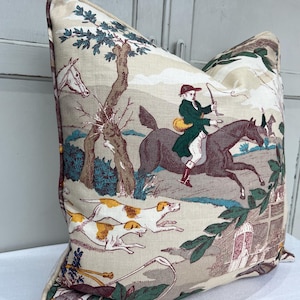 Schumacher Luxury Designer Aston Manor Hunting Horses Decorative Cushion Pillow Sofa Cover