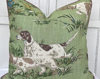 Schumacher Luxury Designer Pointers Green Cushion Pillow Cover