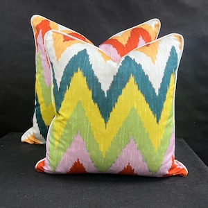 Schumacher Martyn Lawrence Adras Ikat Double Sided Cushion Pillow Throw Cover