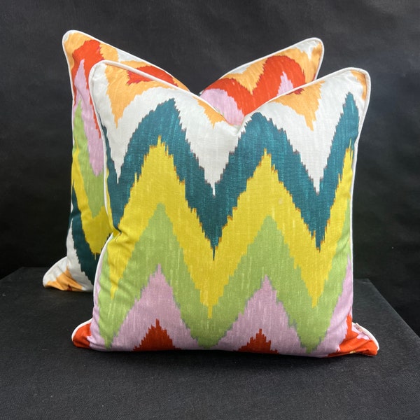Schumacher Martyn Lawrence Adras Ikat Double Sided Cushion Pillow Throw Cover