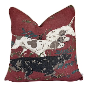 シューマッハ ラグジュアリーデザイナー ポインターズ バーガンディ クッション ピローカバー