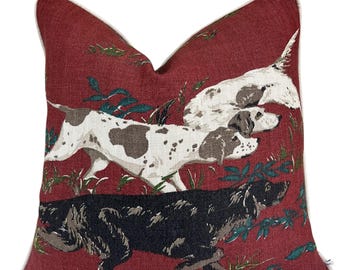 Schumacher Luxury Designer Pointers Burgundy Cushion Pillow Cover