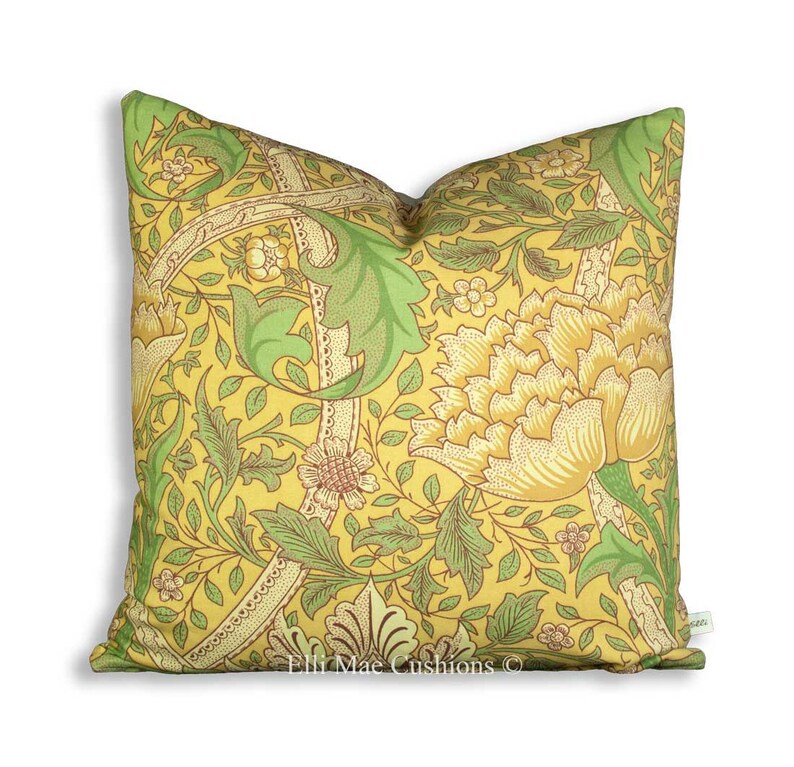William Morris Windrush Vintage Retro Designer Green Gold Sofa Cushion Throw Pillow Cover