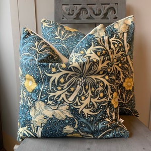William Morris Seaweed Fabric Designer Cushion Pillow Cover Blue Green