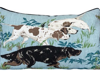 Schumacher Luxury Designer Pointers Sky Blue Lumbar Cushion Pillow Cover