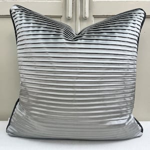 Andrew Martin Luxury Designer Contemporary Grey Pleated Fabric Cushion Sofa Pillow Cover